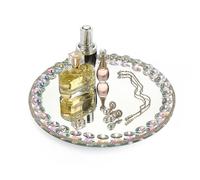 SUMNACON Plateau à bijoux avec diamants - Plateau de service décoratif avec design antidérapant - Pour maquillage, bijoux, parfums, bougies, dessert pour anniversaire, pendaison de crémaillère, Noël -