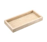 SUMNACON Plateau de service en travertin naturel rectangulaire beige pour salle de bain, bijoux, bibelots, plateau de rangement décoratif pour table de cuisine, commode (25 x 12 x 3 cm)