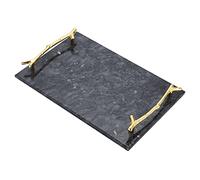 SUMNACON Plateau de Service Rectangulaire en Marbre Avec Poignées en Feuilles - Pour Table Basse, Salon, Cuisine, Rangement, Articles de Toilette, Bijoux