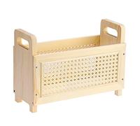 SUMNACON Porte-revues portable en bambou robuste, support de magazines, porte-documents tressé avec poignée, panier à livres pour porte-documents, classeur à fichiers, papier A4 (naturel)