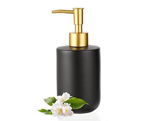Sumnacon Soap Dispenser Bathroom Ceramic Hand Soap Dispenser with Pump, Elegant Dish Soap Dispensers for Kitchen Decorative Black Hand Dispenser for Kichen Sink Bathroom Countertop