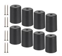 SUMNACON Sourcingmap Lot de 8 pieds ronds en plastique pour canapé Noir 8 cm