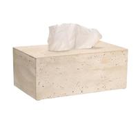 SUMNACON Travertin Boîte à mouchoirs carrée - Naturelle - Pour la maison - Porte-papier toilette - Boîte à mouchoirs en papier pour salon, salle à manger, bureau, hôtel, restaurant - Rectangulaire