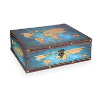 SUMNACON YG0153 Boîte de rangement rectangulaire en bois et cuir synthétique pour bijoux, bijoux, souvenirs, 27 x 21,5 x 9,5 cm