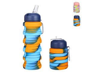 Sumneo Gourde pliable 500 ml, sans BPA et passe au lave-vaisselle, bouteille de camping anti-fuite de qualité alimentaire, tasse pliable pour randonnée, voyage, extérieur, sport (camouflage jaune)