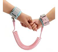 Sumneo Laisse pour enfant avec sangle de poignet, sangle anti-perte réglable pour bébé et tout-petit, harnais de course pour jumeaux, incassable et confortable, bleu (rose)