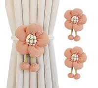 Sumneo Lot de 2 embrasses de rideau en forme de fleurs artificielles avec boules mignonnes pour la maison et le bureau - Décoration de fenêtre pour salon (fleurs orange)