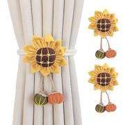 Sumneo Lot de 2 embrasses de rideau en forme de fleurs artificielles avec boules mignonnes pour la maison et le bureau, décoration de fenêtre pour salon (tournesols)