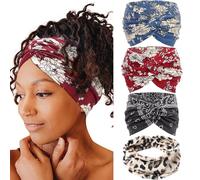 Sumneo Lot de 4 bandeaux élastiques, extra larges et doux, pour le yoga et le sport, respirants et antidérapants, style bohème, multicolores, 5#11#12#43#