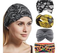 Sumneo Lot de 4 bandeaux élastiques, extra larges et doux, pour le yoga et le sport, respirants et antidérapants, style bohème, multicolores, 10#29, 40, 51#