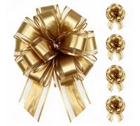 Sumneo Lot de 5 nœuds géants pour voiture de mariage - Pour décoration de voiture de mariée, mariage, fête (doré)