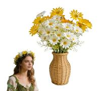 Sumneo Lot de 6 bouquets de marguerites artificielles résistantes aux UV avec tiges pour intérieur et extérieur, décoration durable pour jardin, balcon, mariage, tombe, décoration d'intérieur (design