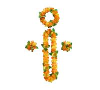 Sumneo Lot de 6 chaînes hawaïennes - Couronne de fleurs hawaïennes - Collier + bracelet + bandeau pour décoration de fête hawaïenne, carnaval, plage, anniversaire, mariage - Pour homme et femme (4#)