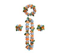 Sumneo Lot de 6 chaînes hawaïennes - Couronne de fleurs hawaïennes - Collier + bracelet + bandeau pour décoration de fête hawaïenne, carnaval, plage, anniversaire, mariage - Pour homme et femme (6#)