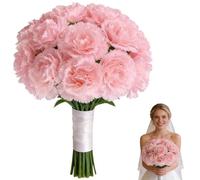 Sumneo Lot de 6 fleurs artificielles en soie avec longue tige - Décoration de mariage, décoration de table, maison, bureau, fête - Rose clair