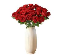 Sumneo Lot de 6 roses artificielles comme de vraies roses artificielles pour décoration de mariage, bouquet de mariée, décoration de table, décoration d'intérieur, jardin, remplissage de vase (rouge)