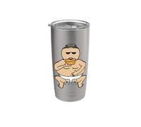 Sumo amusant qui mange des tartes Gobelet isotherme en acier inoxydable double paroi