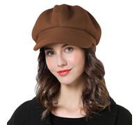 Sumolux Béret Newsboy pour femme - Casquette en laine - Classique - Automne - Printemps - Hiver, café, Taille unique