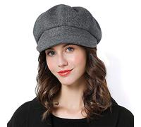 Sumolux Béret Newsboy pour femme - Casquette en laine - Classique - Automne - Printemps - Hiver, gris, Taille unique