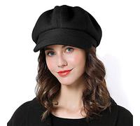 Sumolux - Béret pour femme - Chapeau de Newsboy - Casquette en laine - Classique Automne Printemps Hiver - Noir - Taille unique