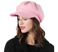 Sumolux Béret Newsboy pour femme - Casquette en laine - Classique - Automne - Printemps - Hiver, rose, Taille unique