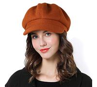 Sumolux Béret Newsboy pour femme Chapeau Casquette en laine française Classique Automne Printemps Hiver, Orange, Taille unique