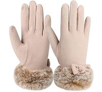 Sumolux Gants d'hiver chauds en daim pour écran tactile - Gants thermiques pour femme - Pour temps froid - Pour la conduite, kaki, taille unique
