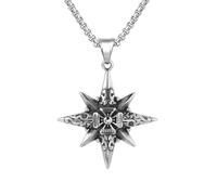 Sumpgle Acier titane cinq étoiles boussole pendentif homme Vintage collier boussole croix bijoux mode unique pendentif en titane pour hommes