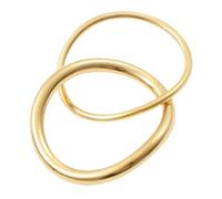 Sumpgle Bague asymétrique abstraite double ligne géométrique en acier titane minimaliste bijoux cadeau pour femme, 7, Plaqué or 18 carats
