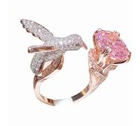 Sumpgle Bague colibri aigue-marine personnalisée avec pierres précieuses colorées, bijoux haut de gamme exclusifs pour femme à porter au quotidien et cadeau, Adjustable