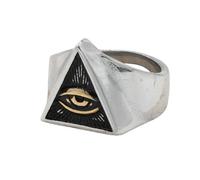 Sumpgle Bague en acier titane œil maçonnique pour homme - Design triangle vintage - Symbole gothique - Bijou unique pour homme - Accessoire pour homme - À porter au quotidien, 10