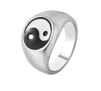 Sumpgle Bague en acier titane Yin Yang noir et blanc pour homme - Bijoux minimalistes - Design moderne unisexe - Accessoires de bande en métal, 7