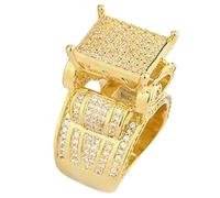 Sumpgle Bague Hip Hop Love Heart Zircon Pleine Couverture Complète Accents Cristal Bande Ouverte Réglable Vintage Bijoux Délicat Style Urbain Cadeau, 11