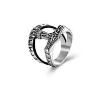 Sumpgle Bague nordique Viking marteau de Thor en acier titane pour homme avec nœud triangulaire rétro, 12
