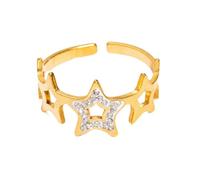 Sumpgle Bague ouverte en acier titane avec étoile pour femme Style bohème Mode minimaliste Zircon Bijoux Accessoires de port quotidien