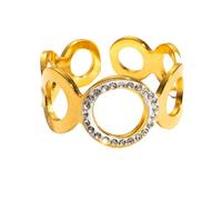 Sumpgle Bague ouverte réglable en forme de cercle creux en oxyde de zirconium - Design minimaliste de luxe pour femme - Bijoux tendance