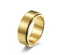 Sumpgle Bague rotative en titane pour homme - 8 mm - En acier brossé - Plaqué or 18 carats - Finition mate, 10