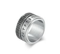Sumpgle Bague rotative pour hommes avec lettres vikings nordiques et nœud celtique en acier inoxydable Bold Unique Spinner Ring