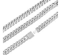 Sumpgle Chaîne cubaine avec fermoir à boucle de 12 mm de large - Cristal - Cadeau pour homme, 8 inch/20 cm