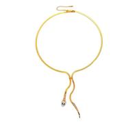 Sumpgle Chaîne serpent réglable de luxe en acier titane pour femme, accessoire minimaliste long