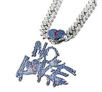 Sumpgle Collier plastron en forme de cœur brisé avec inscription « No Love » serti de cristaux - Style punk