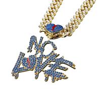 Sumpgle Collier plastron en forme de cœur brisé avec inscription « No Love » serti de cristaux - Style punk