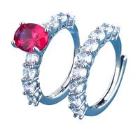 Sumpgle Ensemble de bagues en forme d'aile en oxyde de zirconium rouge - Cadeau élégant pour femme pour des occasions spéciales