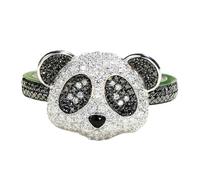 Sumpgle Ensemble de bijoux Panda noir doré zircon réglable avec pendentif et boucles d'oreilles sur le thème des animaux