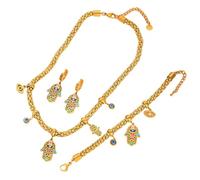 Sumpgle Ensemble de collier en acier titane coloré avec œil de Bouddha - Bijoux bohèmes au design créatif minimaliste - Bijoux superposés pour femme