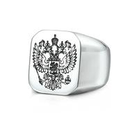 Sumpgle Européen Américain En Acier Inoxydable Hommes Bague Franc-Maçon Double Tête Aigle Chevalière Simple Lettre G Bande D’acier Titane