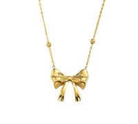 Sumpgle INS Collier tendance en acier titane avec nœud pour femme Style minimaliste et élégant Chaîne haut de gamme