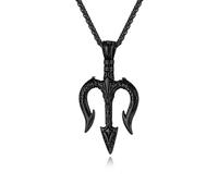 Sumpgle Mythologie nordique vintage Poséidon Pendentif trident Collier en acier titane pour hommes Accessoire de bijoux culturels uniques