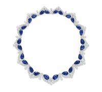 Sumpgle Parure de bijoux en tanzanite zircon pour femme, bague en forme de larme, boucles d'oreilles géométriques, collier en pierres précieuses, idée cadeau, Ring-Adjustable