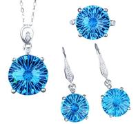 Sumpgle Parure de bijoux en topaze synthétique et citrine - Design moderne et élégant - Bague ouverte - Pour femme - Cadeau idéal pour tous les jours, Earrings-Pair